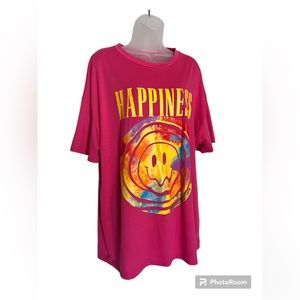 2 smiley graphic oversized tee